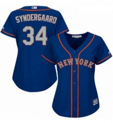 Womens Majestic New York Mets 34 Noah Syndergaard Replica Royal Blue Alternate Road Cool Base MLB Jersey