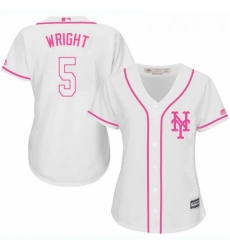 Womens Majestic New York Mets 5 David Wright Authentic White Fashion Cool Base MLB Jersey