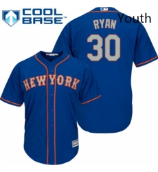 Youth Majestic New York Mets 30 Nolan Ryan Replica Royal Blue Alternate Road Cool Base MLB Jersey