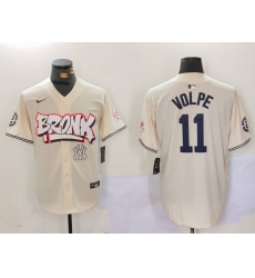 Men New York Yankees 11 Anthony Volpe Cream The Bronx Graffiti V2 Vapor Limited Stitched Baseball Jersey 3