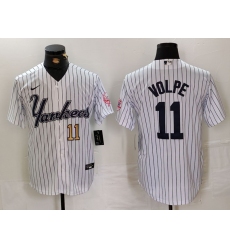 Men New York Yankees 11 Anthony Volpe White Cool Base Stitched Baseball Jersey 2