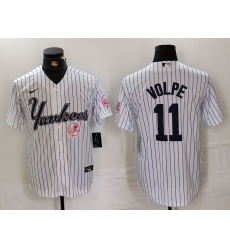 Men New York Yankees 11 Anthony Volpe White Cool Base Stitched Baseball Jersey 3