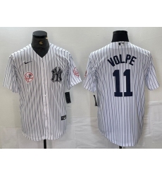 Men New York Yankees 11 Anthony Volpe White Cool Base Stitched Baseball JerseyS 3