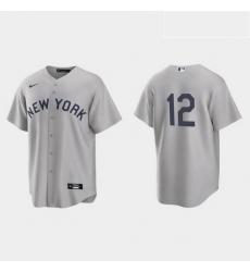 Men New York Yankees 12 Rougned Odor Men Nike Gray 2021 Field of Dreams Game MLB Jersey