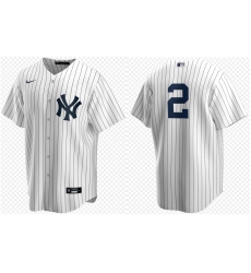 Men New York Yankees 2 Derek Jeter White no name Cool Base Stitched Baseball Jersey