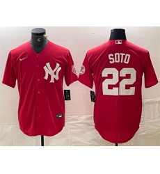 Men New York Yankees 22 Juan Soto Red Cool Base Stitched Baseball Jersey