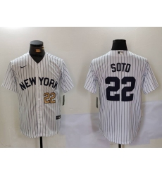 Men New York Yankees 22 Juan Soto White Cool Base Stitched Baseball Jersey 2