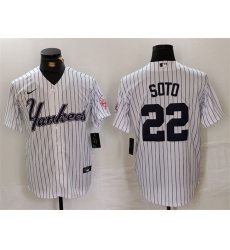 Men New York Yankees 22 Juan Soto White Cool Base Stitched Baseball Jersey