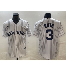 Men New York Yankees 3 Babe Ruth White Cool Base Stitched Baseball Jersey