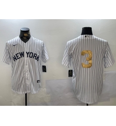 Men New York Yankees 3 Babe Ruth White Pinstripe Without Name Fashion Cool Base Jersey 1