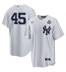 Men New York Yankees 45 Gerrit Cole White 2024 World Series Cool Base Stitched Baseball Jersey