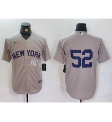 Men New York Yankees 52 CC Sabathia Grey Cool Base Stitched Baseball Jersey 2