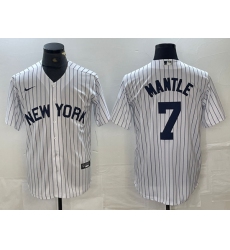 Men New York Yankees 7 Mickey Mantle White Cool Base Stitched Baseball Jersey