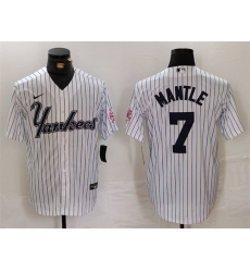 Men New York Yankees 7 Mickey Mantle White Cool Base Stitched Baseball Jersey