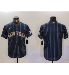 Men New York Yankees Blank Navy Cool Base Stitched Baseball Jersey