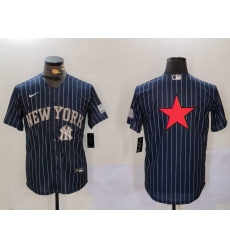 Men New York Yankees Navy Team Big Logo Cool Base Stitched Baseball Jersey 3