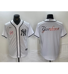 Men New York Yankees White Team Big Logo Cool Base Stitched Baseball Jersey 5