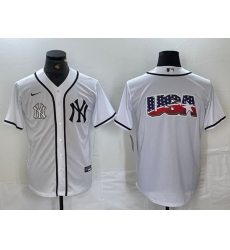 Men New York Yankees White Team Big Logo Cool Base Stitched Baseball Jersey