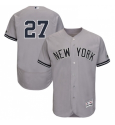 Mens Majestic New York Yankees 27 Giancarlo Stanton Grey Flexbase Authentic Collection MLB Jersey