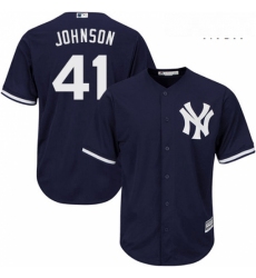 Mens Majestic New York Yankees 41 Randy Johnson Replica Navy Blue Alternate MLB Jersey