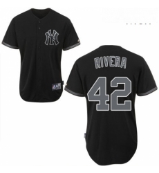 Mens Majestic New York Yankees 42 Mariano Rivera Replica Black Fashion MLB Jersey