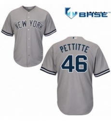 Mens Majestic New York Yankees 46 Andy Pettitte Replica Grey Road MLB Jersey