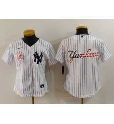 Women New York Yankees White Team Big Logo Cool Base Stitched Jersey 2