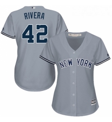 Womens Majestic New York Yankees 42 Mariano Rivera Authentic Grey Road MLB Jersey