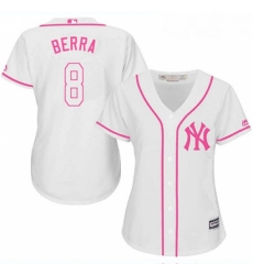 Womens Majestic New York Yankees 8 Yogi Berra Replica White Fashion Cool Base MLB Jersey