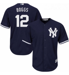 Youth Majestic New York Yankees 12 Wade Boggs Authentic Navy Blue Alternate MLB Jersey