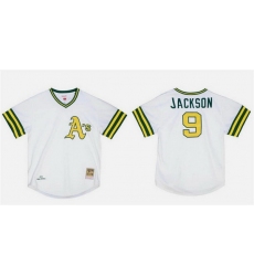 Men Oakland Athletics 9 Reggie Jackson White Mitchell  26 Ness Stitched Jersey