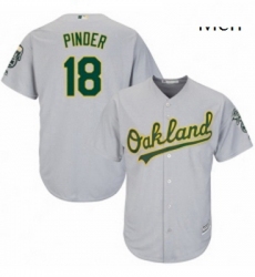 Mens Majestic Oakland Athletics 18 Chad Pinder Replica Grey Road Cool Base MLB Jersey 