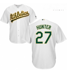 Mens Majestic Oakland Athletics 27 Catfish Hunter Replica White Home Cool Base MLB Jersey