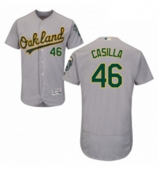 Mens Majestic Oakland Athletics 46 Santiago Casilla Grey Flexbase Authentic Collection MLB Jersey