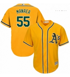 Mens Majestic Oakland Athletics 55 Sean Manaea Replica Gold Alternate 2 Cool Base MLB Jersey 