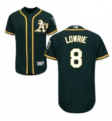 Mens Majestic Oakland Athletics 8 Jed Lowrie Green Alternate Flex Base Authentic Collection MLB Jersey