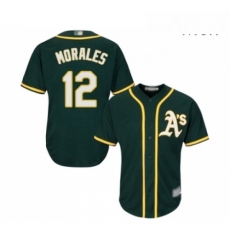 Mens Oakland Athletics 12 Kendrys Morales Replica Green Alternate 1 Cool Base Baseball Jersey 