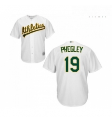 Mens Oakland Athletics 19 Josh Phegley Replica White Home Cool Base Baseball Jersey 