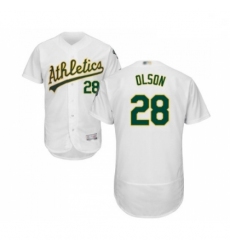 Mens Oakland Athletics 28 Matt Olson White Home Flex Base Authentic Collection Baseball Jersey