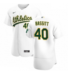 Oakland Athletics 40 Chris Bassitt Men Nike White Home 2020 Authentic Player MLB Jersey