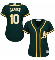 Womens Majestic Oakland Athletics 10 Marcus Semien Authentic Green Alternate 1 Cool Base MLB Jersey