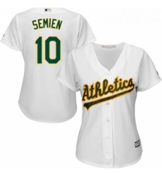 Womens Majestic Oakland Athletics 10 Marcus Semien Replica White Home Cool Base MLB Jersey