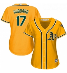 Womens Majestic Oakland Athletics 17 Glenn Hubbard Authentic Gold Alternate 2 Cool Base MLB Jersey