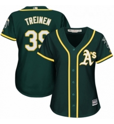 Womens Majestic Oakland Athletics 39 Blake Treinen Replica Green Alternate 1 Cool Base MLB Jersey 