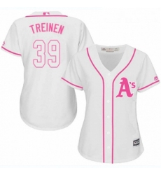 Womens Majestic Oakland Athletics 39 Blake Treinen Replica White Fashion Cool Base MLB Jersey 