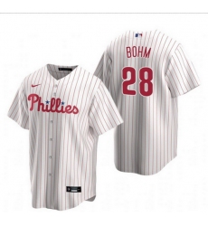 Men Philadelphia Phillies 28 Alec Bohm White Home stitch Jersey