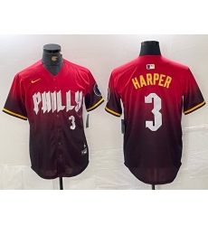 Men Philadelphia Phillies 3 Bryce Harper Red 2024 City Connect Limited Stitched Jersey