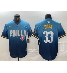 Men Philadelphia Phillies 33 Edmundo Sosa Blue 2024 City Connect Limited Stitched Jersey 1