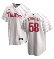 Men Philadelphia Phillies 58 Seranthony Dom EDnguez White Cool Base Stitched Baseball Jersey