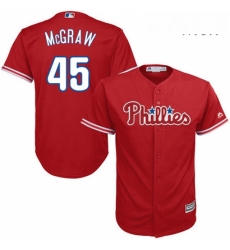 Mens Majestic Philadelphia Phillies 45 Tug McGraw Replica Red Alternate Cool Base MLB Jersey